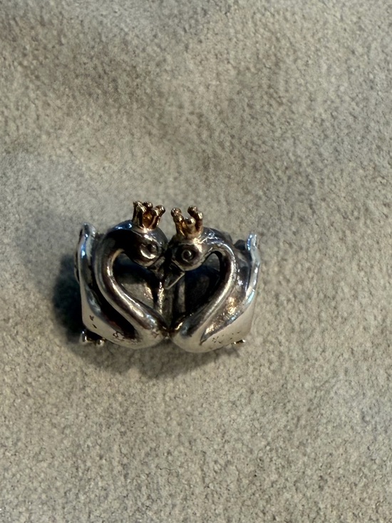 Pandora Jewelry - Authentic Pandora Sterling Silver & 14KT Gold Swan Embrace Charm